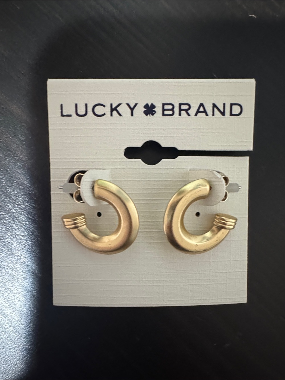 Lucky Brand Gold Ribbed Cuff Hoop Earrings